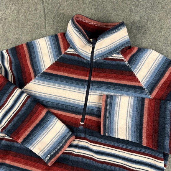 Eddie Bauer Womens Fleece Pullover L Striped 1/4 Zip Long Sleeve Outdoor Fall - Picture 1 of 8